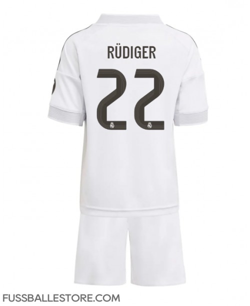 Günstige Real Madrid Antonio Rudiger #22 Heimtrikotsatz Kinder 2025-26 Kurzarm (+ Kurze Hosen)